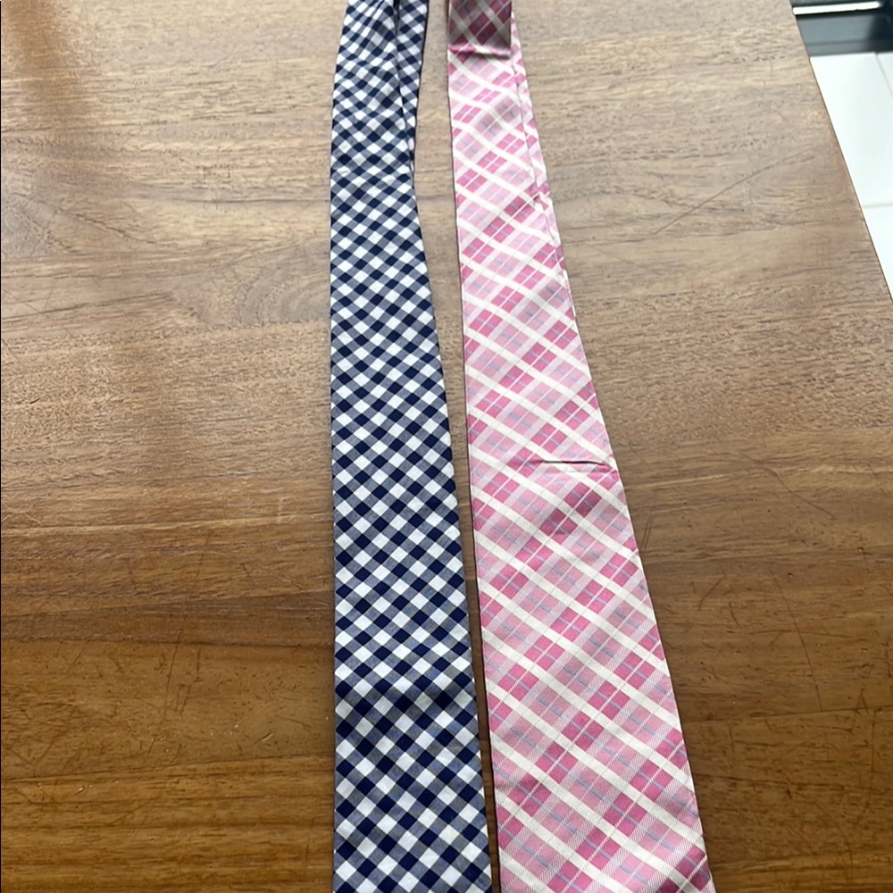 Bundle of 2 Stylish Pink and Blue Checkered Ties